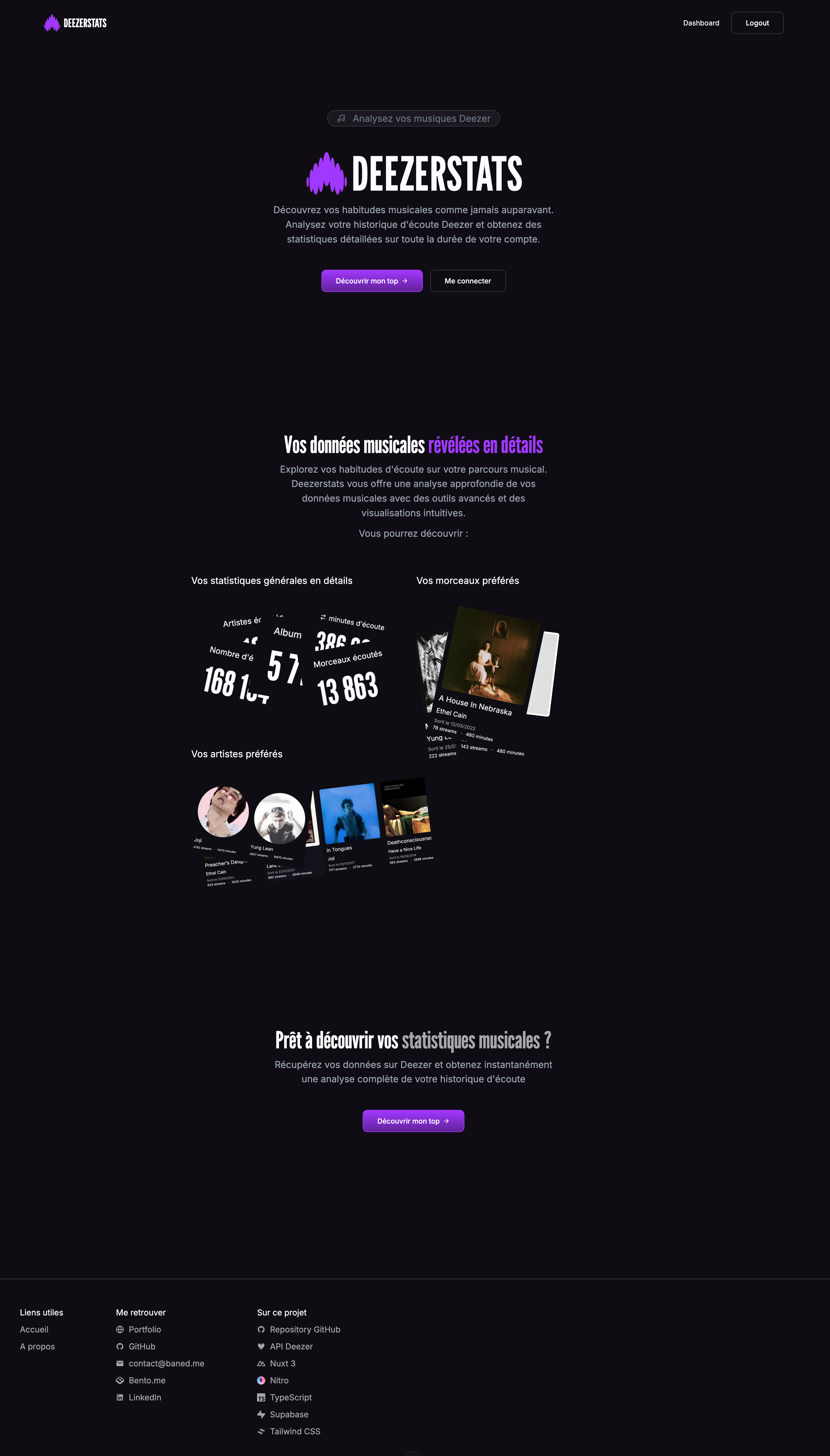 Screenshot de la page d'accueil